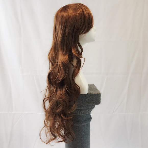 New Goddess length brown curly wavy wig cosplay